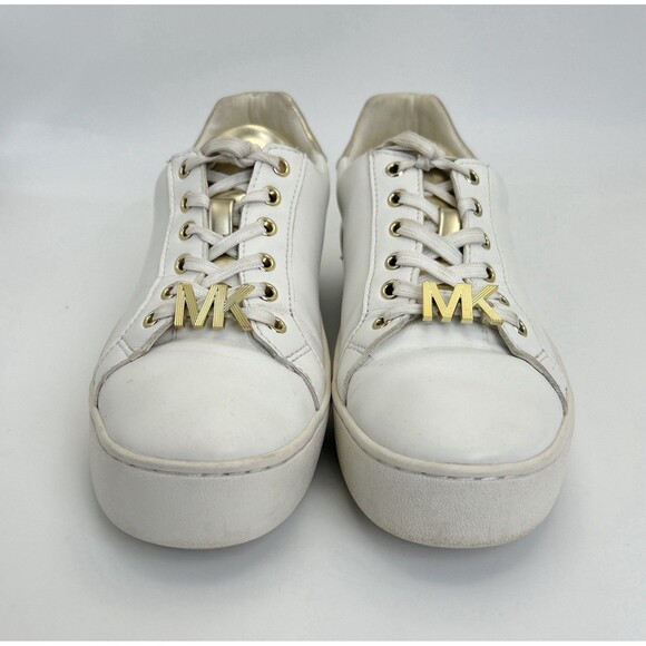 Michael Kors Shoes - Michael Kors Shea Faux Leather Sneakers Womens Sz 7.5 White Logo Casual Shoes